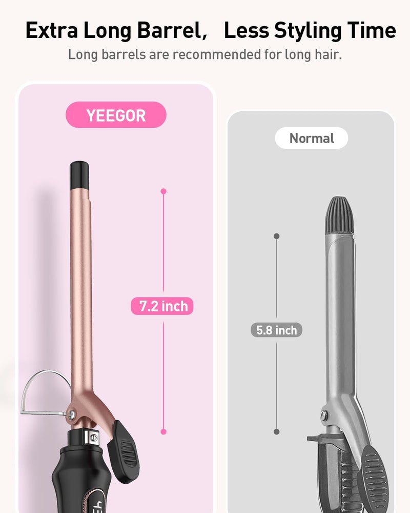 Yeegor 1/2 inch Thin Curling Iron,Extra Long Barrel Culing Wannd,100-240V Dual Voltage Small Hair Curler for Tight Curls,12 Temps - Image 5